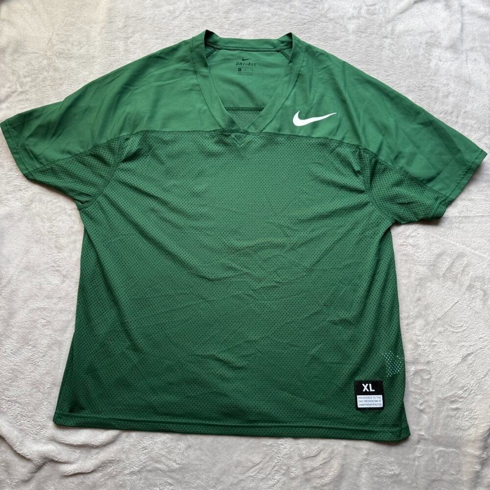 Nike Dri Fit Practice Jersey Mens Green Mesh Football Training Athletic Top